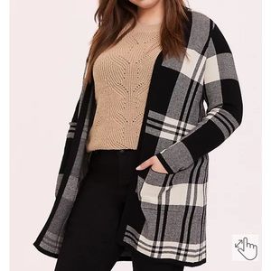 Torrid BLACK JACQUARD PLAID CARDIGAN